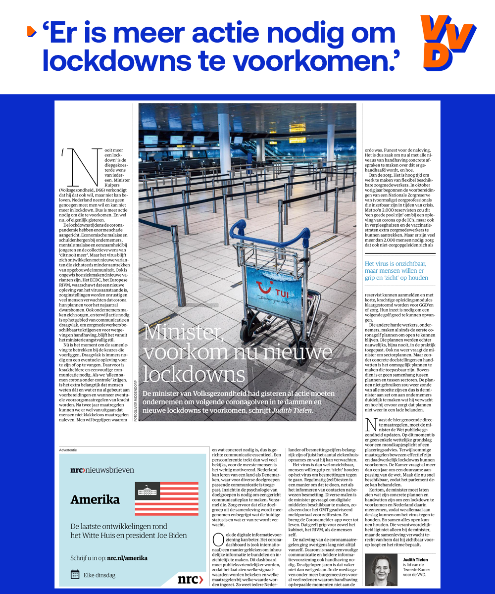 Minister Kuipers voorkom nu nieuwe lockdowns